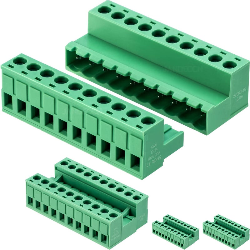 JANDECCN 4Pcs 10 Pin 5.08mm Pitch DIY PCB Mount Screw Terminal Block Connector with 4Pcs 10 Pin Phoenix Plug - Image 1